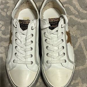Vintage Havana White and Gold Star Sneakers